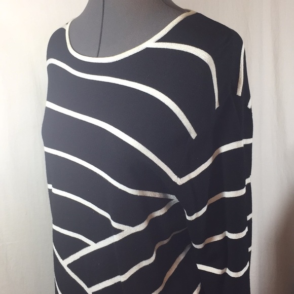 Blast 3/4 Sleeve Black & White Stripe Top Size L - Picture 4 of 8